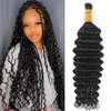 Human Braiding Hair 1 Bundle 18" 100g Deep Water Wave Human Hair Bulk for Braiding Boho Braids No Weft Brazilian virgin Curly Loose Wave Bulk Human Hair Extensions for Boho Braids Wet and Wavy Bulk