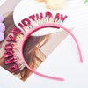 WantGor Birthday Crown Birthday Headband, Happy Birthday Headband for Women Birthday Tiara Headpiece Happy Birthday Decorations, Birthday Gifts Party Accessories (Rose Red, Medium)
