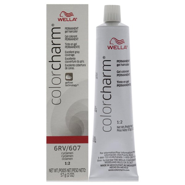 WELLA colorcharm Permanent Gel, Hair Color for Gray Coverage, 6RV Fiery Red