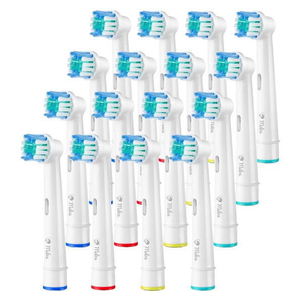 Milos Electric Toothbrush Heads - 16 Pack, Professional Toothbrush Replacement Heads, Compatible with Oral-B Toothbrushes