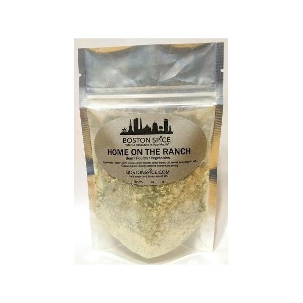 Boston Spice Home On the Ranch Handmade Herb Seasoning Blend Dairy Free Paleo Diet Herbal Salad Dressings Vegetables Dip Chicken Poultry Breasts Wings Popcorn Corn On The Cob 1/4 Cup Spice 1.1oz/32g