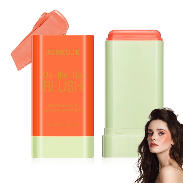 JunKuJk Blush Stick,Shimmer Silky Matte Blush,Professional Cute Face Contour Highlighter Blush Stick with Blush 02