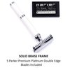 Parker Deluxe OPEN COMB Double Edge Safety Raozr, Electroplated Brass Handle, 5 Blade Refills Included (70C - Bright White)