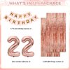 Women's Rose Gold Birthday Party Decorations, Rose Gold Happy Birthday Banners, Tassel Curtain Decorations, Confetti Balloons, Age Number Foil Balloons, Birthday Cake Decorating Supplies (22)