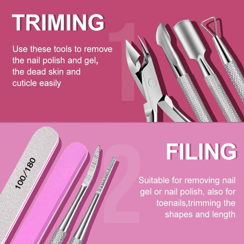TsMADDTs Manicure Kit Tool with Nail Files and Buffers, Nail Files 100/180, Polish Buffer, Cuticle Pusher, Cuticle Nippers, Peeler, Ingrown Toenail File and Lifters, Manicure Pedicure Tool,13PCS