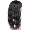 SYMEIW Black Wavy Wigs With Brown Highlights For Black Women Synthetic Black Hair Wigs Medium Long Black Wigs Heat Resistant Wigs Daily Use Wigs 16 Inches.(Black With Brown Highlights)