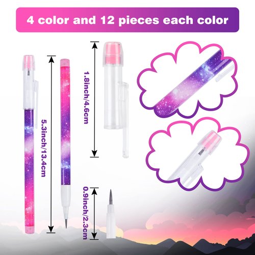 Kolewo4ever Galaxy Stackable Pencil Outer Space Multi Point Pencils Non Sharpening Pop up Pencil with Matching Eraser Teacher Supplies for Classrooms, Student Reward, Galaxy Party Favors