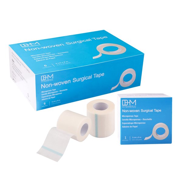 Bulk Pack Microporous Medical Tape Adhesive Bandage,10 Yards Hypoallergenic Self Adhesive Rolls, Flexible Stretch Breathable Dressing - 2 Inch x 10 Yards (Pack of 6)