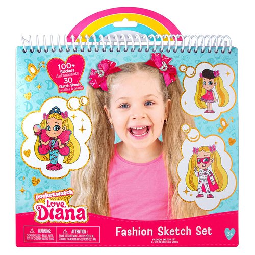 Fashion Angels Love, Diana Fashion Coloring Portfolio for Kids- Love, Diana themed coloring book, Includes 30 Sketch Sheets and 100+ Stickers, For Ages 3 And Up