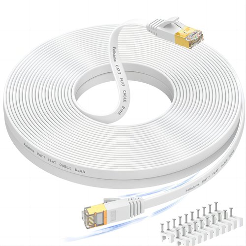 Ethernet Cable 75 ft, Supports Cat 8/ Cat 7 Standard High Speed Flat Design Long Ethernet Cable, Shielded RJ45 Network Cable for Routers, PS4, Backward Compatible with Cat 6e/Cat6/Cat 5e/Cat5