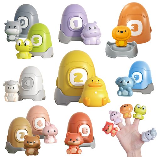 Learning Toys for 1 2 3 Year Old Toddlers, 20 Pcs Farm Animals Toys, Montessori Counting, Color Matching & Sorting Fine Motor Toys, Christmas Birthday Educational Gift for Baby Boys Girls 12-18 Month