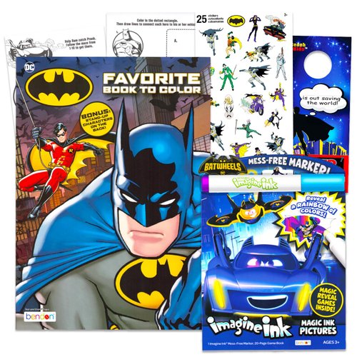Batwheels Coloring Books for Kids Ages 4-8 - Bundle with Batwheels Mess-Free Imagine Ink Coloring Book Plus Batman Coloring Book, Stickers, More | Batwheels Activity Set