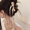 Bow Hair Claw Clips with Long Tail, Tassel Ribbon Hair Claw Clips Bow-knot Hair Clips for Women,3 Pcs