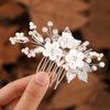 Casdre Flower Bride Wedding Hair Accessories Silver Leaf Bridal Hair Comb Side Comb Crystal Rhinestone Hair Piece for Women and Girls