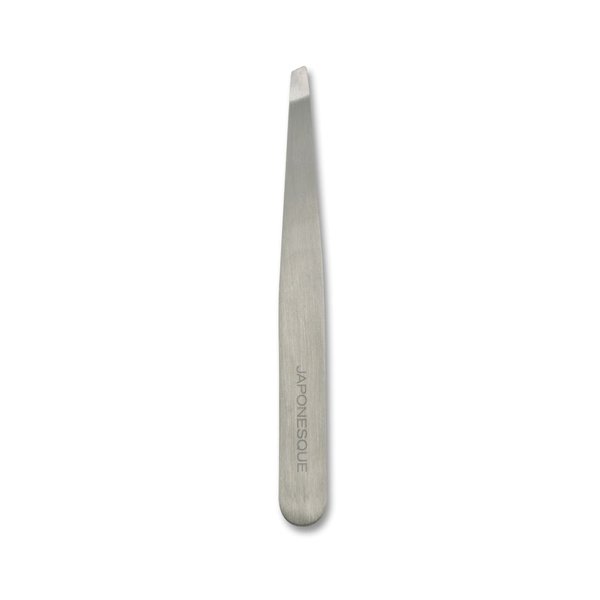 JAPONESQUE Slant Tweezer, with Precision Crafted, Hand Sharpened Tips for Shaping and Defining Brows, Includes Protective Storage Pouch