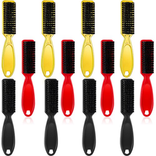 Patelai 12 Pieces Barber Blade Cleaning Nylon Brush Bulk Clipper Cleaning Brush Barber Accessories Cleaning Supplies Barber Styling Brush Hair Trimmer Manicure Tool Duster Fades Men(Black, Red, Gold)