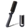 Mozeat Lens Folding Boar Bristles Brush, Collapsable Pocket Hair Brush with Natural Bristles, Anti-Static Range Hair Brush, Mini Beard Brush, Portable Hair Styling Tool for Women and Men