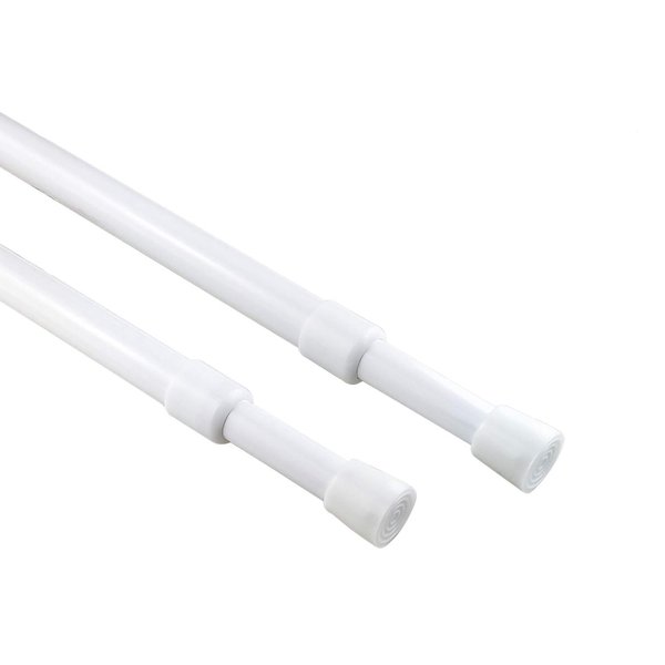 KXLIFE 2 Pack 5/8" Tension Curtain Rod, RV Tension Bars, Cupboard Rods White 10 to 16 Inch
