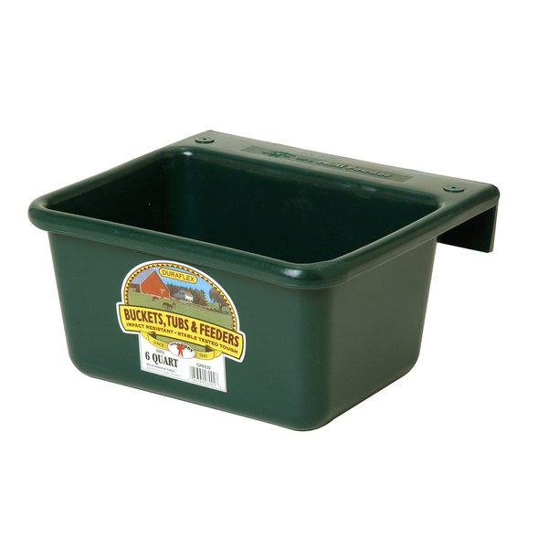 Little Giant® Plastic Mini Feeder | Fence Feeder | Goat Feeder | Durable & Mountable Bucket for Livestock | Made in USA | 6 Quart | Green