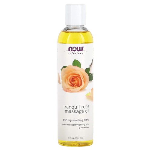 NOW Solutions, Tranquil Rose Massage Oil, Body Moisturizer for Dry Sensitive Skin, Promotes Healthy-Looking Skin, 8-Ounce
