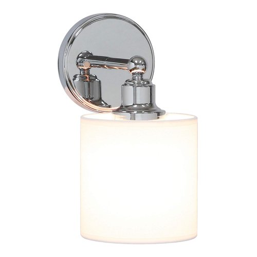 XiNBEi Lighting Wall Light 1 Light Wall Sconce with Drum Fabric Shade in Chrome, Modern Bathroom Vanity Light for Bathroom Bedroom & Living Room XB-W1214-1-CH
