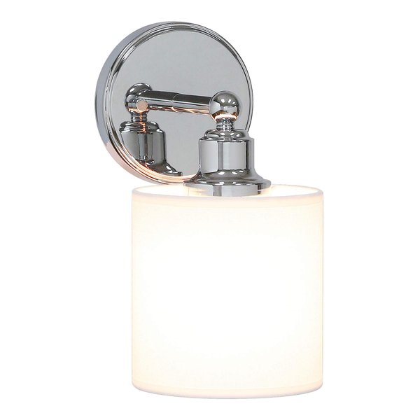 XiNBEi Lighting Wall Light 1 Light Wall Sconce with Drum Fabric Shade in Chrome, Modern Bathroom Vanity Light for Bathroom Bedroom & Living Room XB-W1214-1-CH