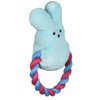 Peeps for Pets Bunny 6 Inch Blue Plush Rope Pull Toy for Dogs | Blue Dog Toy from Peeps, Plush Fabric Dog Toys | Small Squeaker Dog Toy with Rope (FF16024)