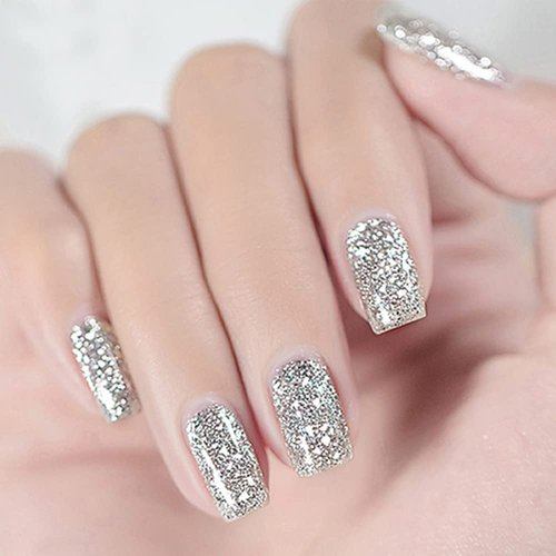Vishine Gel Nail Polish 15ml, Glitter Silver Sparkle Shiny Color Soak Off UV LED Long-Lasting Nail Gel Polish Nail Art Home DIY Manicure Nail Salon Varnish #922