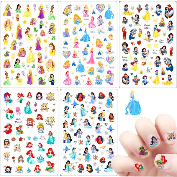 Cute Cartoon Nail Art Stickers Decals Kawaii Design Acrylic Nail Stickers 3D Self Adhesive Designer Nail Art Supplies Cute Nail Decals Decorations for Women Girls DIY Manicure Tips 5Sheets