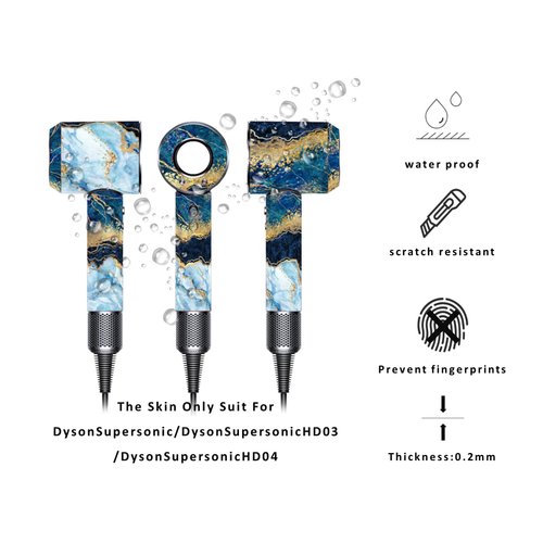 Skin Stickers Decal Compatible with Dyson Hairdryer, Skin Decals for Hairdryer, Easy to Apply Skin Wrap Decal, Protective Wrap Film Cover（Blue Marble）