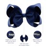 DEEKA 16 PCS 4" Hand-made Hair Bow Grosgrain Ribbon Solid Color Hair Bow Alligator Clips Hair Accessories for Little Teen Toddler Girls -Navy Blue