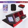YAXAZA MTG Deck Box with Commander Display Window, Fits 200+ Double-Sleeved Cards, Strong Magnetic PU Leather CardDeck Case with 2 Dividers, 1 Toploader, and Dice Tray(Black & Red)