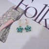 Sttiafay Vintage Emerald Flower Drop Earrings Green Crystal Flower Earrings Cz Flower Dangle Earrings Gold Huggie Hoop Earrings Jewelry for Women and Girls