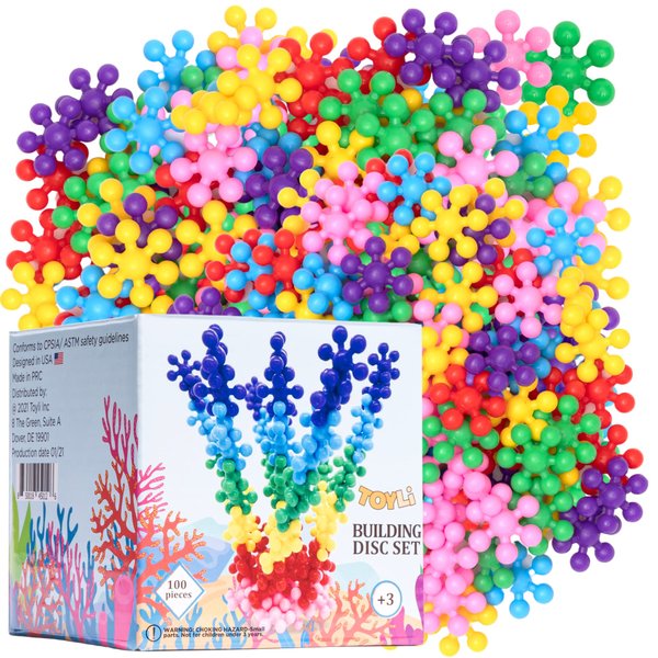 TOYLI Building Discs 100-Piece, Kids Building Toys, Building Blocks