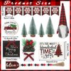 Soaoo 16 Pcs Rustic Tiered Tray Decor Gnome Plush Tray Decor Farmhouse Rustic Wood Table Signs with String Lights for Holiday Table Centerpieces Home Decorations (Buffalo Plaid)