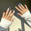 Handmade Press on Nails, Reusable False Nails, 3D Hand-Painted Gel UV Finish False Nails, Full Cover Artificial Nails Stick on Nails with Nail Glue,Mini Nail File, Manicure Stick, and 20 Fake Nails(M)