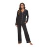 HEARTNICE Womens Pajama Set, Soft Long Sleeve Pajamas & Long Pants with Pockets, Warm Button-up Sleepwear Lightweight Lounge Pjs (Black-L, L)