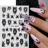 8 Sheets Spider Nail Art Stickers, Halloween Nail Decals 3D Self-Adhesive Black White Spider Web and Spider Design Nail Sticker Halloween Acrylic Nail Art Decoration for Women Holiday Nail Charm