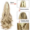 ELIO Ponytail Hair Extensions, 16Inches Long Wavy Ponytail Hairpieces Claws Ponytail Extension Drawstring Ponytail Synthetic Hair Extension Ponytail for Women Girls (Dark Brown)