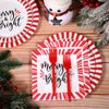 96 Pcs Christmas Party Supplies Paper Plates and Napkins Disposable Dinnerware Set Include Christmas Plates Napkins Forks for Xmas Holiday Table Decorations, Serves 24 Guests (Red White Stripe)
