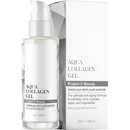 Project E Beauty Aqua Collagen Gel 24-Hour Hydration | Anti-Aging Brightening Treatment | Hydrating & Moisturizing Facial Skincare | Anti-Wrinkle Body Lotion | For Dry or Rough Skin | 50ml