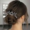 Foryysa Bridal Wedding Hair Pins for Women Silver Vine Headwear Pearl Rhinestone Leave Elegant Handmade Sparkly Bride Design (2 pcs)