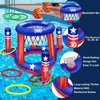 American Flag Pool Toys Games for Kids Adult 2-in-1 Floating Basketball Hoop Inflatable Cross Ring Toss Games Set Summer Swimming Pool Water Games Toys