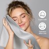 Microfiber Hair Towel Wrap for Women - Hair Wrap Towels - Plopping Towel Curly Hair Turban Drying with Elastic Band, Thick, Super-Absorbent, Lint-Free, Safe and Hygienic Without Odor (Gray & White)