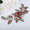 Teyglen Crystal Bride Wedding Hair Comb Green and Red Rhinestone Pearl Headband Christmas Headpiece Party Prom Xmas Hair Accessories Shiny Flower Crystal Hair Side Comb for Women Bride Girls (Silver)