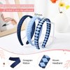 DEEKA 3 PCS Woven Headband Uniform Headband Hair Accessories Grosgrain Ribbon Weaved Hair Band for Women Girls Teens Football Softball Cheer Sports (Navy Blue&Light Blue)