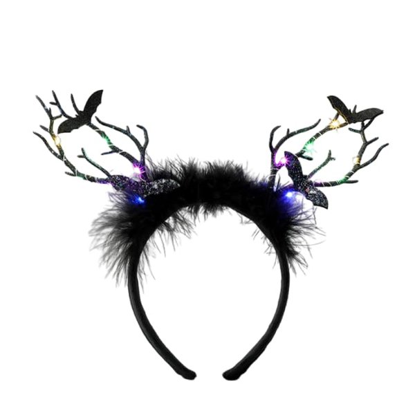 YOVECATHOU Halloween Branch Bat LED Light Up Hair Band For Women Men Halloween Cosplay Costume Props