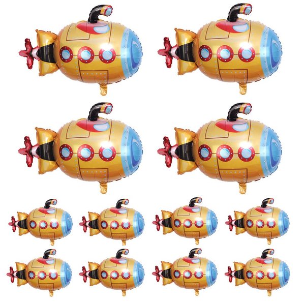 12 pcs 2 Size Submarine Balloons 4 pcs 38.6 inch Foil Balloons 8 pcs 11 Inch Mini Size Balloons for Baby Shower Birthday Party Theme Party