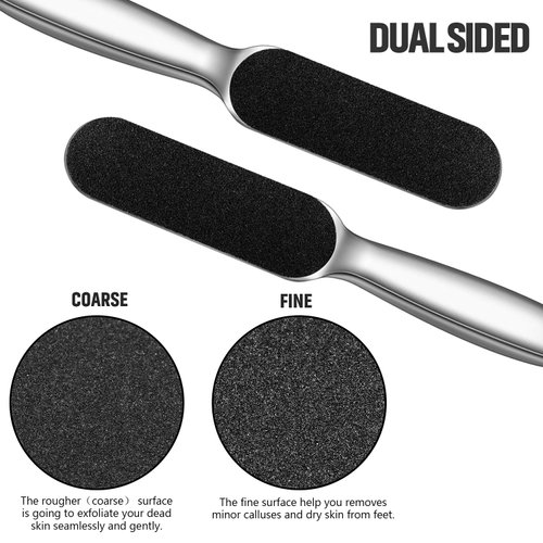 Mudder 2 Pieces Stainless Steel Pedicure Foot File Callus Remover Foot Scrubber Feet Rasp with 20 Replaceable Coarse/Fine Double Side Reusable Pads for Foot Care Cracked Skin Callus Remover Tool