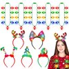 Blowata 10PCS Christmas Light up Headbands LED Xmas Bulb Necklaces Set, 5 Cute Cartoon Design Headbands and New Year Eve Xmas Necklace for Christmas Holiday Party Favors Accessories, Christmas Gifts